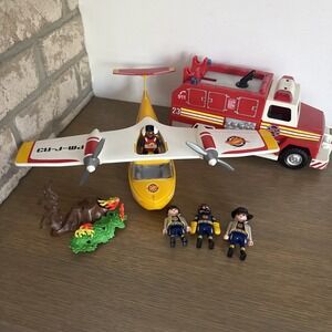 Playmobil Firefighting Lot Fire Tuck And Seaplane Wildfire Incomplete Mixed Lot
